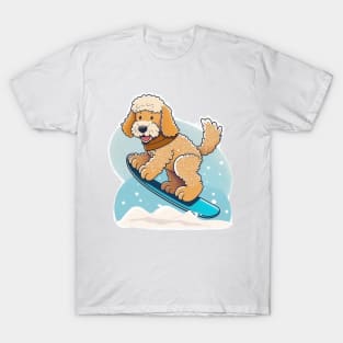 Plant a Tree with Every Purchase - Goldendoodle Snowboarding Design T-Shirt